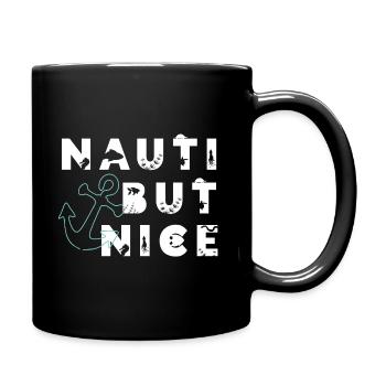 Nauti mais gentil – Cadeau de jeux de mots à la voile - Mug uni - noir - Droite