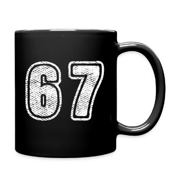 67 Zahl Nummer Grosse Schrift Vintage Zahlendesign - Tasse einfarbig - Schwarz - Rechts