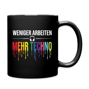 Less work, more techno – Rave Statement - Full Colour Mug - black - Right