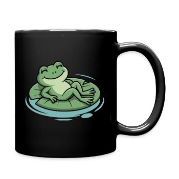 Grenouille de repos sur nénuphar - Mug uni - noir - Droite