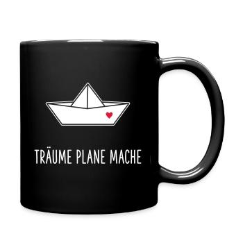 Träume Plane Mache Boot Herz - Tasse einfarbig - Schwarz - Rechts