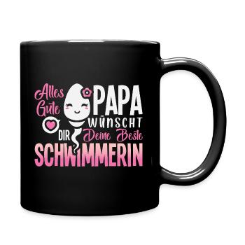 Alles Gute Papa wünscht dir dein bester Schwimmer - Tasse einfarbig - Schwarz - Rechts