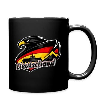 Adler mit der deutschen Flagge Brandenburger Tor - Tasse einfarbig - Schwarz - Rechts