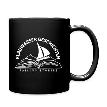 Blauwassergeschichten Logo - Tasse einfarbig - Schwarz - Rechts