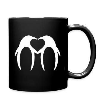 Pinguin Liebespaar Herz – Minimalistisches Design - Tasse einfarbig - Schwarz - Rechts
