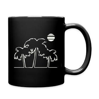Tropical palm trees in sunset - Full Colour Mug - black - Right