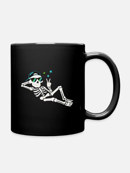Lässiger Skelett mit Sonnenbrille - Tasse einfarbig - Schwarz