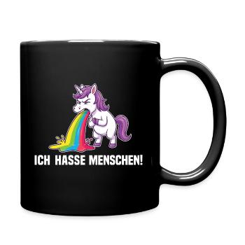 Licorne drôle Je déteste les gens Arc-en-ciel - Mug uni - noir - Droite