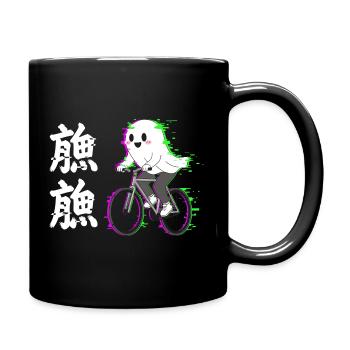 Neon-Geist auf dem Fahrrad - Tasse einfarbig - Schwarz - Rechts