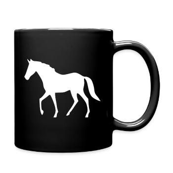 Silhouettes de chevaux Cavalier cadeau blanc - Mug uni - noir - Droite