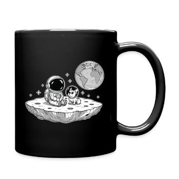 Astronaut Dog Bulldog Space - Full Colour Mug - black - Right