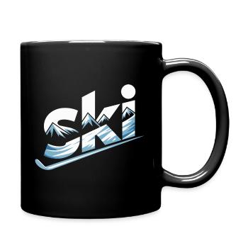 Ski Bergpanorama Typo Design - Tasse einfarbig - Schwarz - Rechts
