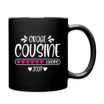 Große Cousine 2027 loading Herzchen Ladebalken - Tasse einfarbig - Schwarz - Rechts