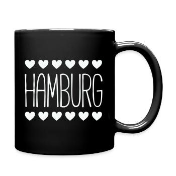 Hamburg Herz-Motiv - Tasse einfarbig - Schwarz - Rechts
