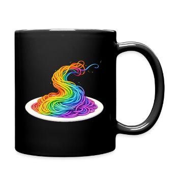 Rainbow Spaghetti Illustration - Full Colour Mug - black - Right