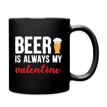 Beer Is My Valentine Funny Craft Brew Drinking Art - Full Colour Mug - black - Right