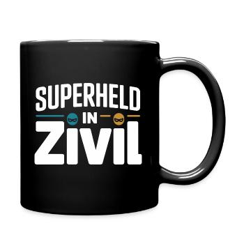 Superheld In Zivil Superhero Superhelden Kostüm - Tasse einfarbig - Schwarz - Rechts