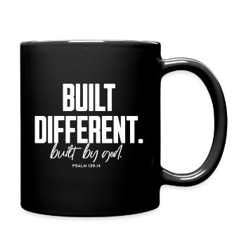 Built Different Built By God Psalm 139:14 - Tasse einfarbig - Schwarz - Rechts