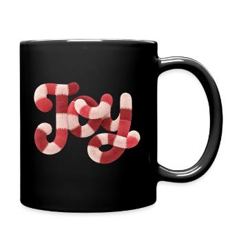 Weihnachts JOY Typografie Rot Weiß Motiv - Tasse einfarbig - Schwarz - Rechts