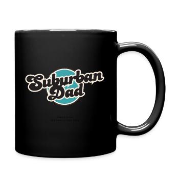 Papa de banlieue, logo rétro noir bleu - Mug uni - noir - Droite