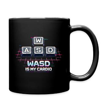 Lustiges Gaming Keyboard WASD mein Cardio Gamer - Tasse einfarbig - Schwarz - Rechts