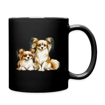 Papillon Hunde - Tasse einfarbig - Schwarz - Rechts
