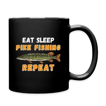 Don répété de pêche au brochet, Eat Sleep - Mug uni - noir - Droite