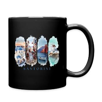 Santorini Urlaub Travel – Griechenland Insel Motiv - Tasse einfarbig - Schwarz - Rechts