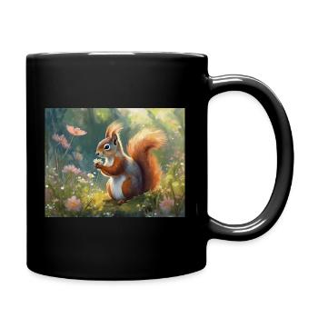 Écureuils dans le jardin fleuri - Mug uni - noir - Droite