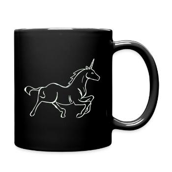 Laufendes Einhorn Linienzeichnung - Tasse einfarbig - Schwarz - Rechts
