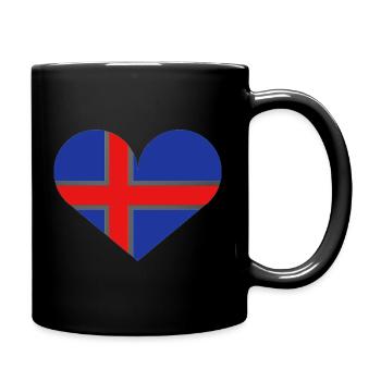 Isländische herzförmige Flagge - Tasse einfarbig - Schwarz - Rechts