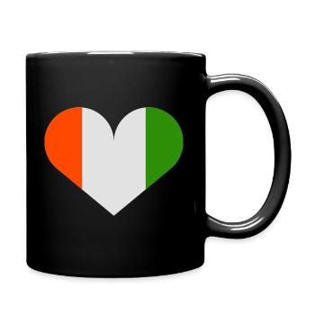 Irische Flagge in Form eines Herzens - Tasse einfarbig - Schwarz - Rechts