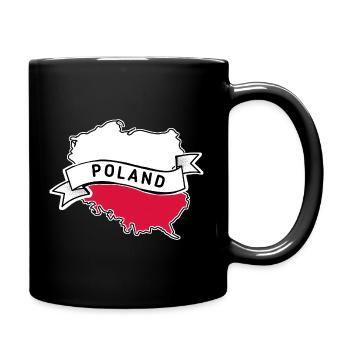 Poland flag with country outline - Full Colour Mug - black - Right