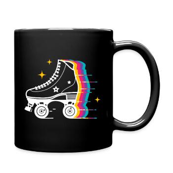 Regenbogen-Rollschuh-Popkunst - Tasse einfarbig - Schwarz - Rechts