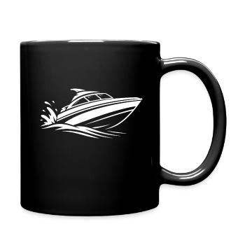 Minimalistische Motorboot Surfen Sommer Wasser  - Tasse einfarbig - Schwarz - Rechts