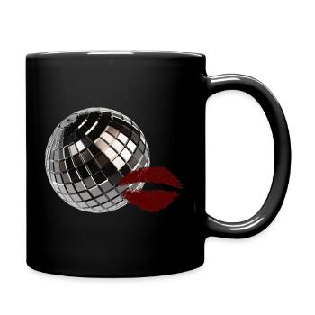 Retro Disco Ball with Red Lips Y2K Party Aesthetic - Full Colour Mug - black - Right