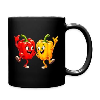 Paprika Gemüse beim Tanz - Tasse einfarbig - Schwarz - Rechts