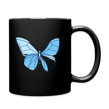 Blue Line Butterfly - Full Colour Mug - black - Right