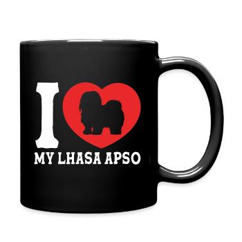 Lhasa Apso Hund - Tasse einfarbig - Schwarz - Rechts