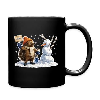 Echidna as snow artist - Full Colour Mug - black - Right