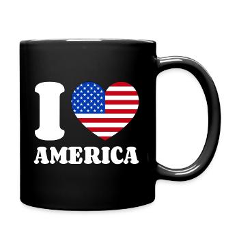 I Love America Herz Liebe Amerika Fan USA Flagge - Tasse einfarbig - Schwarz - Rechts