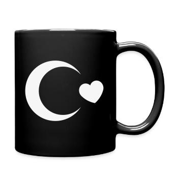 Turkey Flag Crescent Moon Heart (I Love Turkey, White) - Full Colour Mug - black - Right