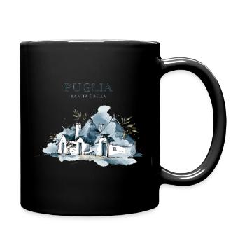 Puglia Wasserfarbene Hüttenlandschaft - Tasse einfarbig - Schwarz - Rechts