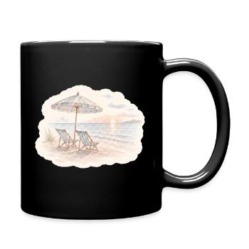 Matinée plage – Deux chaises au bord de la mer - Mug uni - noir - Droite