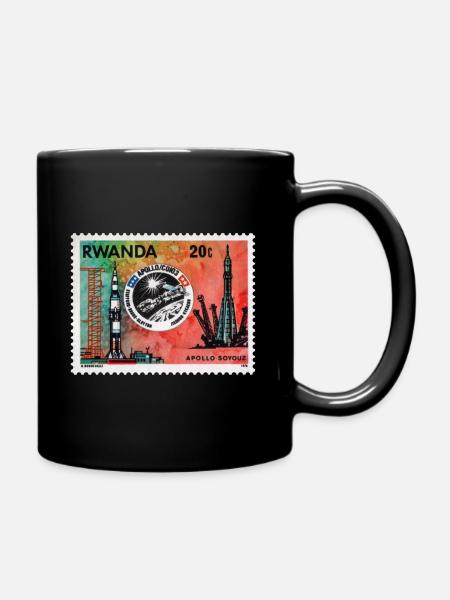 Ruanda Apollo Sojus-Briefmarke - Tasse einfarbig - Schwarz
