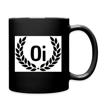 Oi Emblem mit Lorbeerkranz - Tasse einfarbig - Schwarz - Rechts