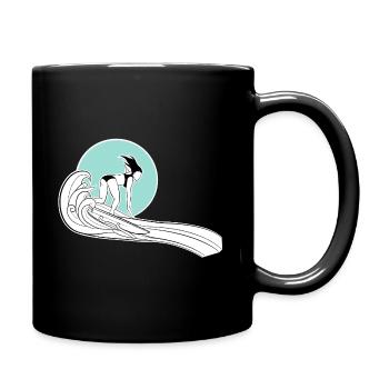 Surfer Girl Shirt mit Illustration - Tasse einfarbig - Schwarz - Rechts