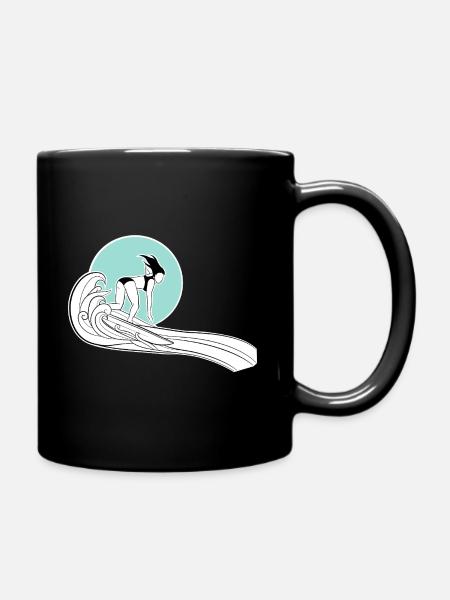 Chemise Surfer Girl avec illustration - Mug uni - noir