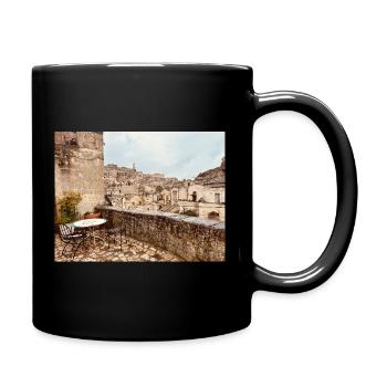 Terrasse in einem Steindorf - Tasse einfarbig - Schwarz - Rechts