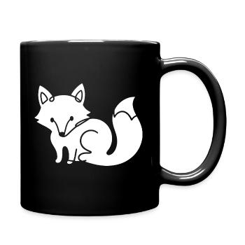 Fox Silhouette – Forest Animal Minimal Motif - Full Colour Mug - black - Right